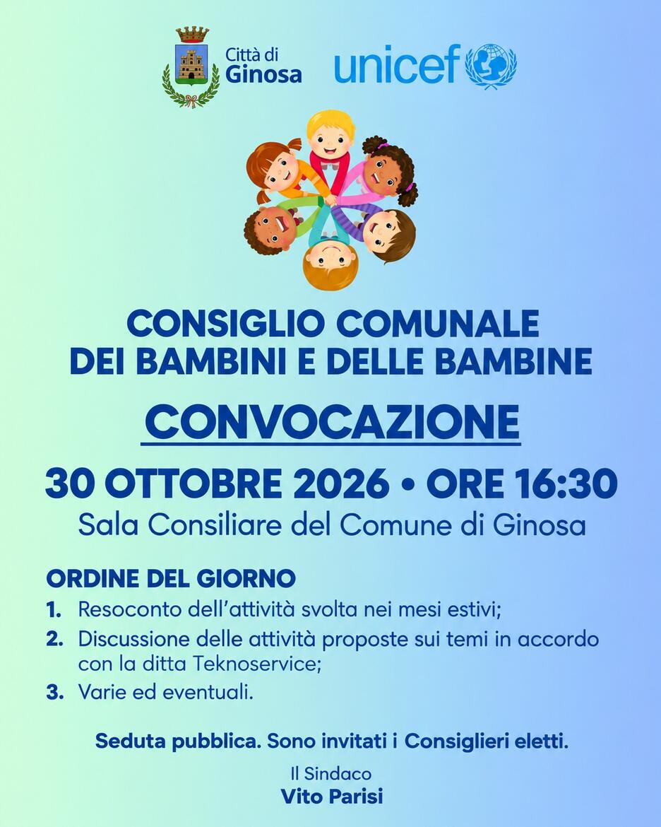 Immagine: consiglio comunale dei bambini del 30 ottobre 2026